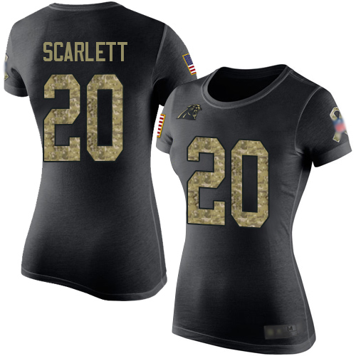 Carolina Panthers Black Camo Women Jordan Scarlett Salute to Service NFL Football #20 T Shirt